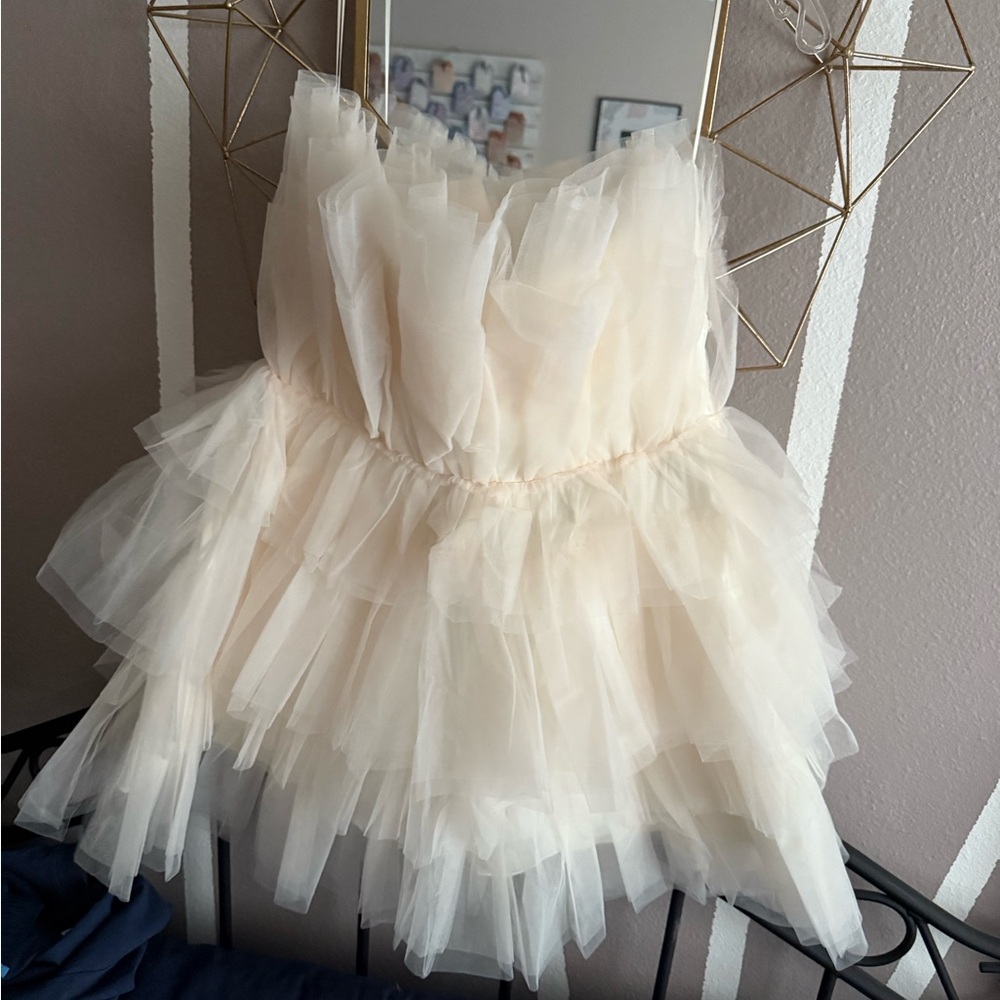 Altar'd State Cream Ruffled Babydoll Dress